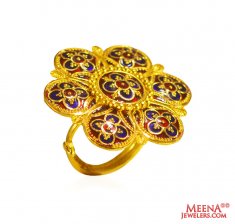 22Kt Gold Meenakari Ring ( Ladies Gold Ring )