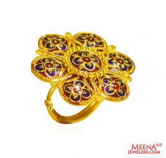 22Kt Gold Meenakari Ring