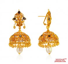 Precious Stones Jhumki 22 Kt Gold