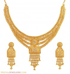 22K Gold Necklace Set (with CZ) ( 22 Kt Gold Sets )