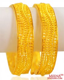 22k Gold Filigree Kada (2Pcs)