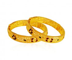 22Kt Gold Meena Kids Kada (2 Pcs)