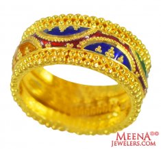 22kt Gold Meenakari Band For Ladies ( Ladies Gold Ring )