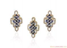 22k Sapphire,CZ Pendant Set ( Precious Stone Pendant Sets )