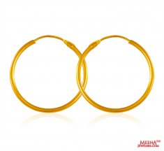 22K Gold Plain Hoop Earrings ( Hoop Earrings )