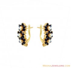 Gold Pearls and Sapphire Earring ( Precious Stone Earrings )