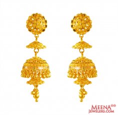 22k Gold Filigree Jhumki ( 22Kt Gold Fancy Earrings )