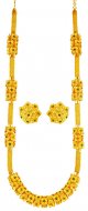 22k Gold Long Necklace Earring Set 